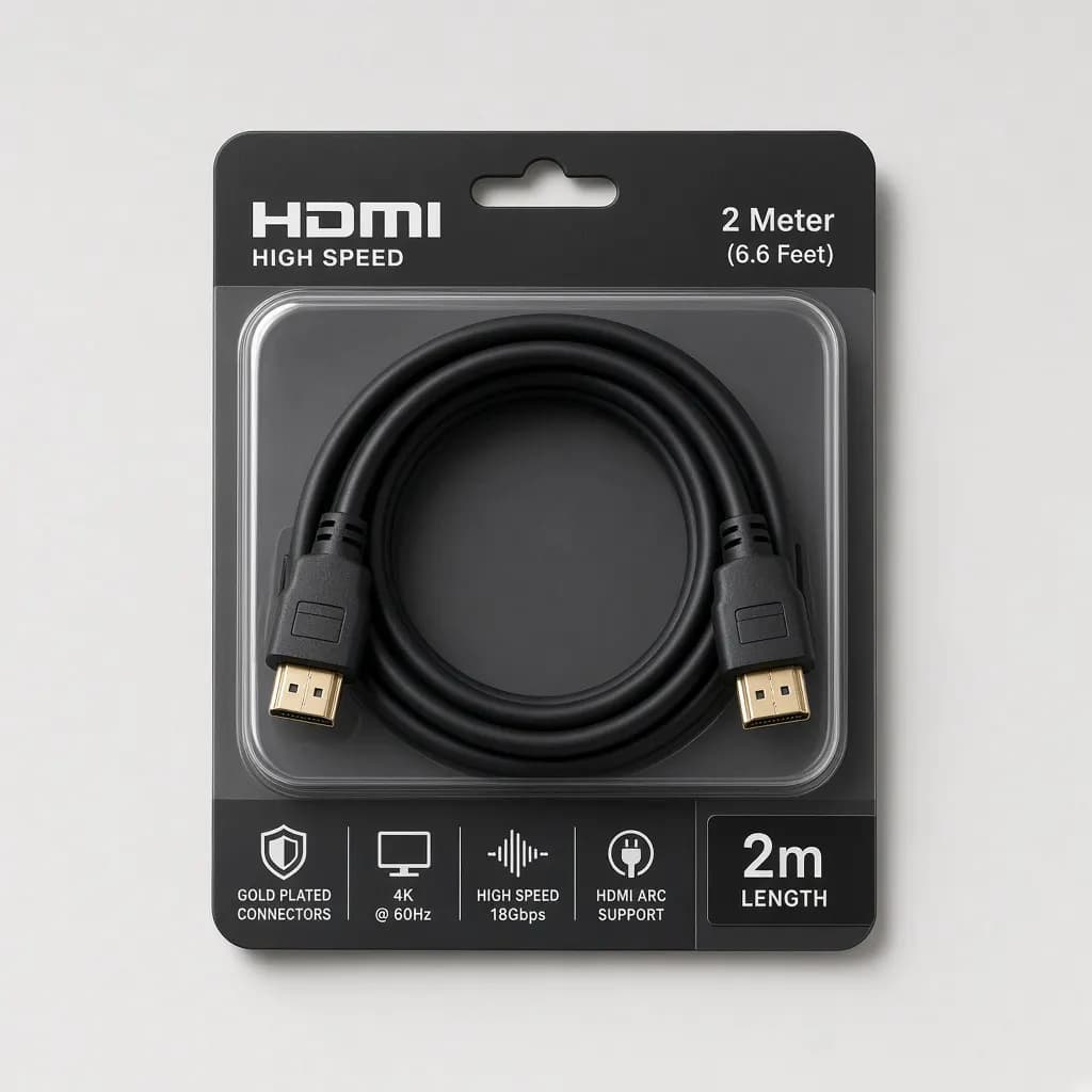 HDMI 影音線 2m — 寫實產品示意攝影